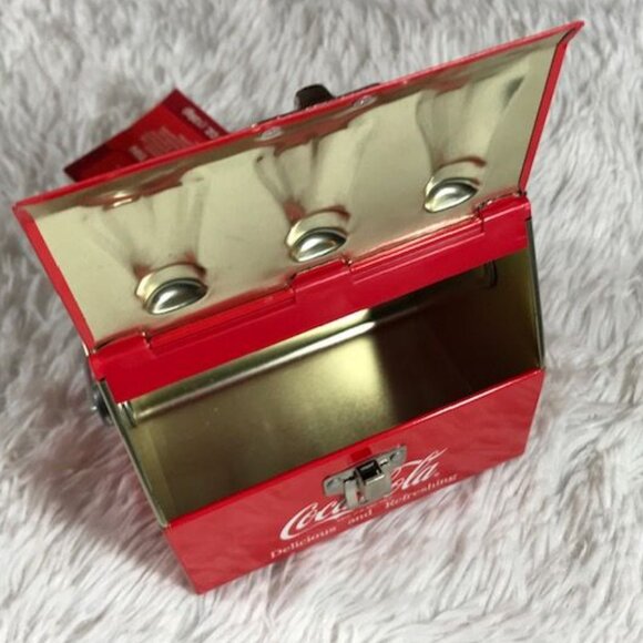 Vintage Coca-Cola Handled Dual - Side Open Raised Coke Bottle Toolbox Tin - Picture 7 of 8
